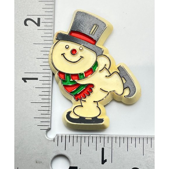 Snowman Ice Skating Refrigerator Magnet Vintage Christmas Decor Frosty - Picture 2 of 6